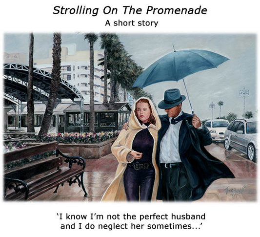 Strolling On The Promenade an original oil painting by Theo Michael