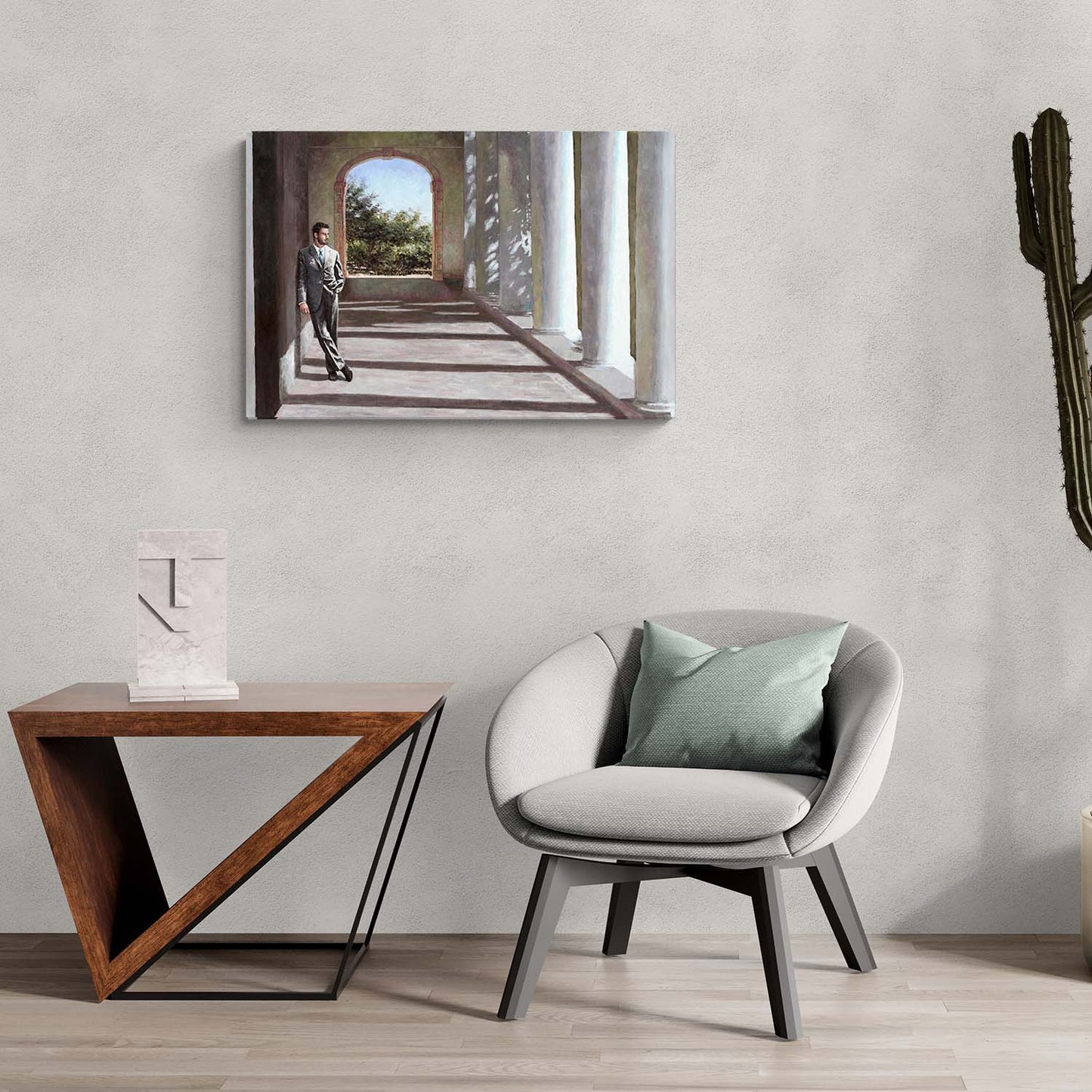 Canvas print of oil painting Man Under Arch title Solitude by Theo Michael
