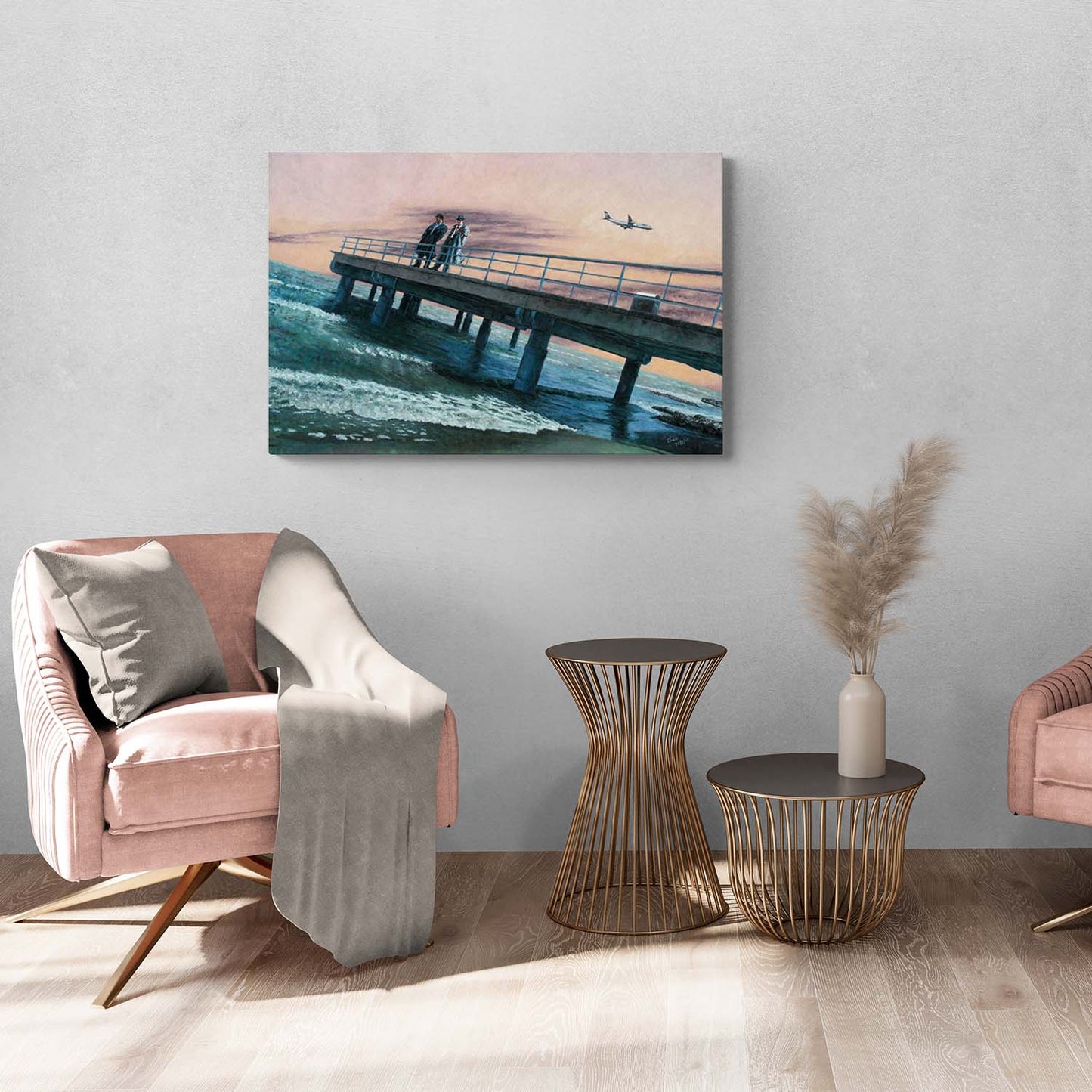 Canvas print of an Art Noir painting by Theo Michael titled Time And Tide