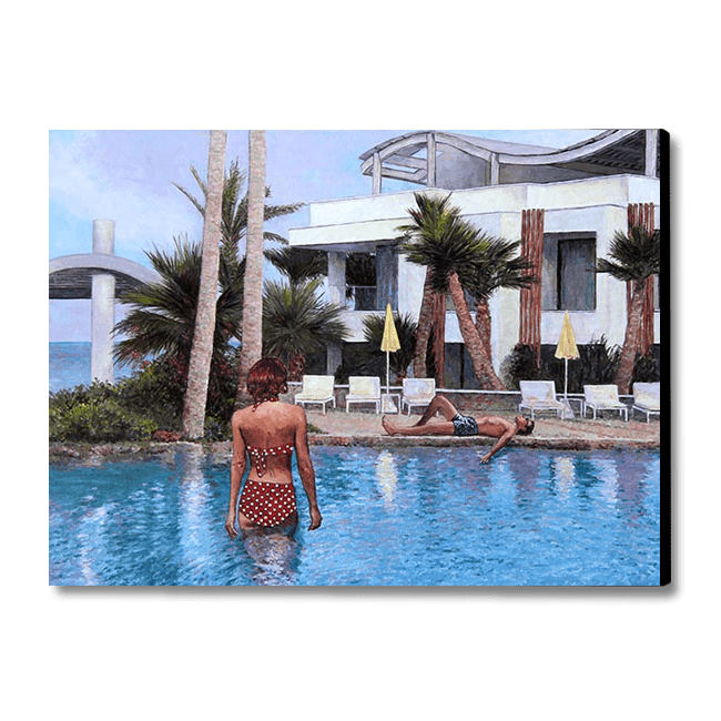 oil painting Radisson Beach Hotel Larnaca featuring the pool by Theo Michael