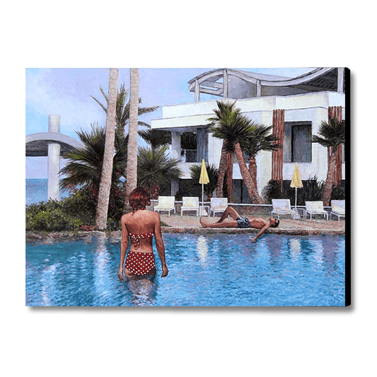 oil painting Radisson Beach Hotel Larnaca featuring the pool by Theo Michael