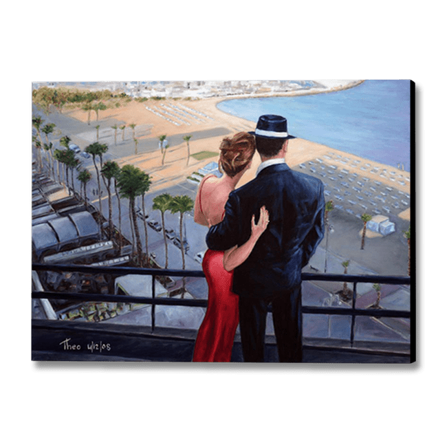 Enhance the Charm of Your Home with Art by Theo Michael: Canvas Art and Fine Art Prints, original romantic oil painting titled Balcony With View
