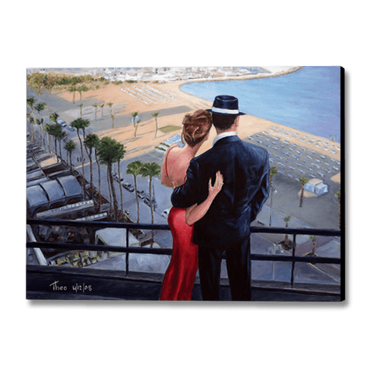 Enhance the Charm of Your Home with Art by Theo Michael: Canvas Art and Fine Art Prints, original romantic oil painting titled Balcony With  View