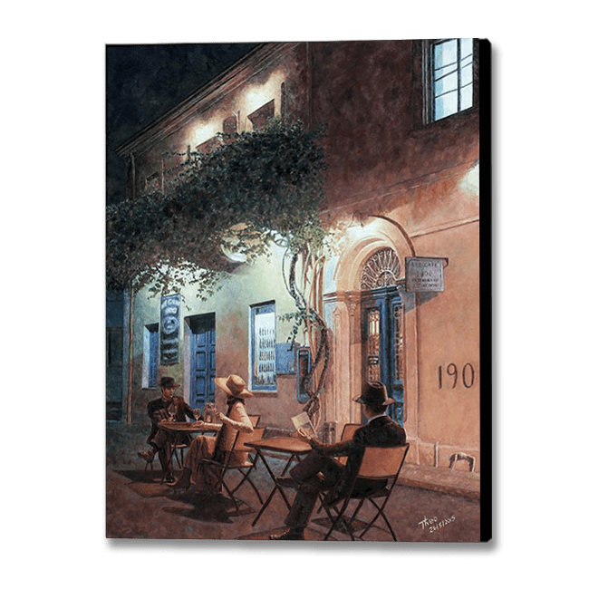 Fine art print Cafe At Night, a feel good painting – Art by Theo Fine art print Cafe At Night, a feel good painting – Art by Theo