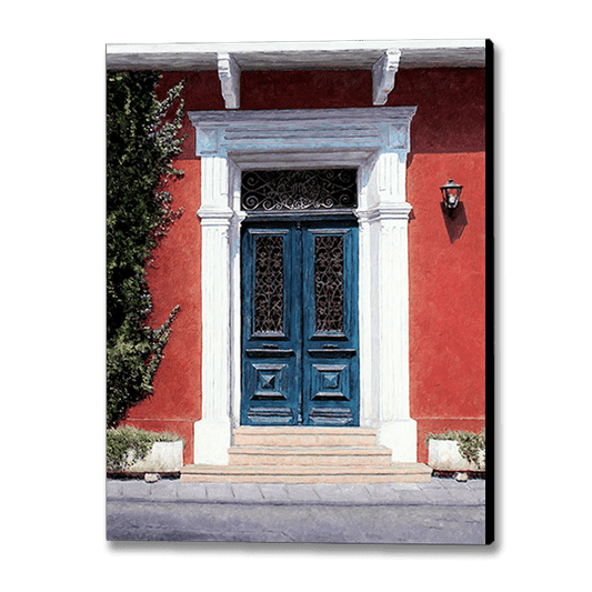 Mediterranean Blue Door painting by Theo Michael in Larnaca