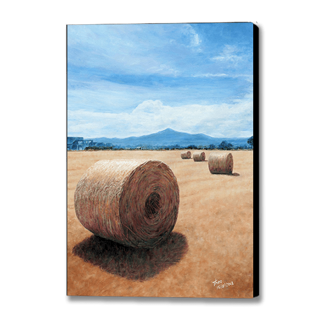Mediterranean Canvas Print by Theo Michael, Haystacks in Cyprus