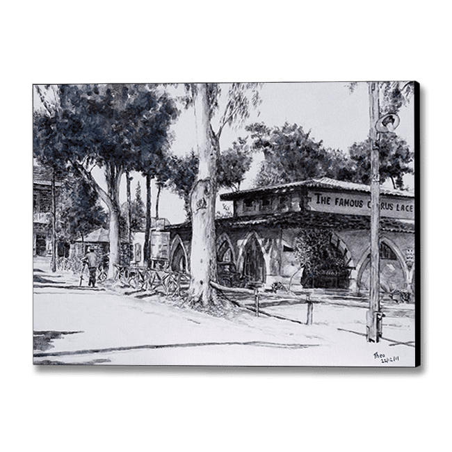 Canvas Print of a nostalgic Larnaca painting by Theo Michael titled The Tourist Board