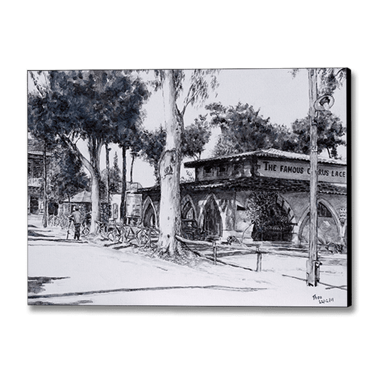 Canvas Print of a nostalgic Larnaca painting by Theo Michael titled The Tourist Board