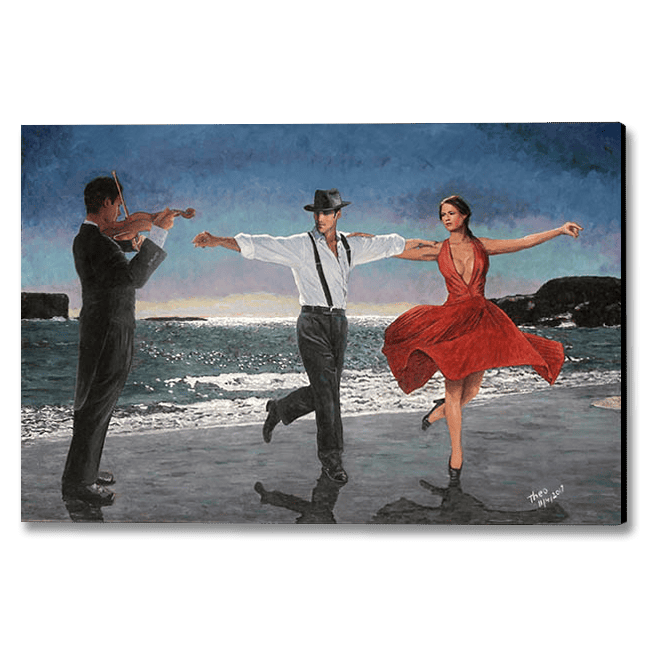Dance painting by the beach under the moonlight by Theo Michael