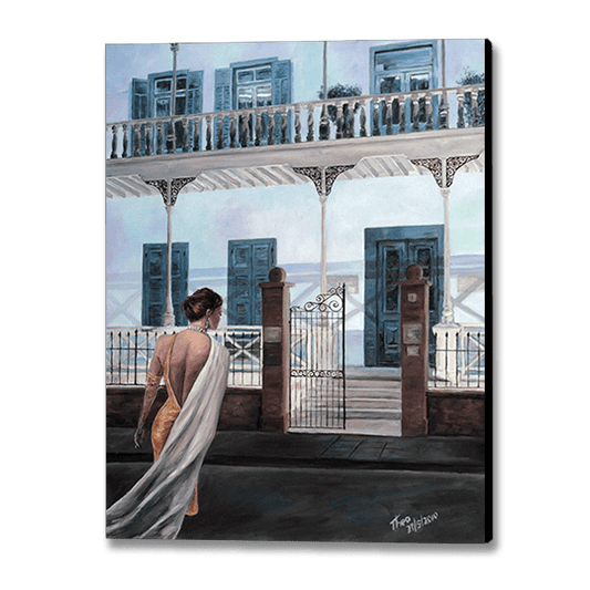 Art Noir Canvas Print by Theo Michael, Pierides Museum at night in Larnaca