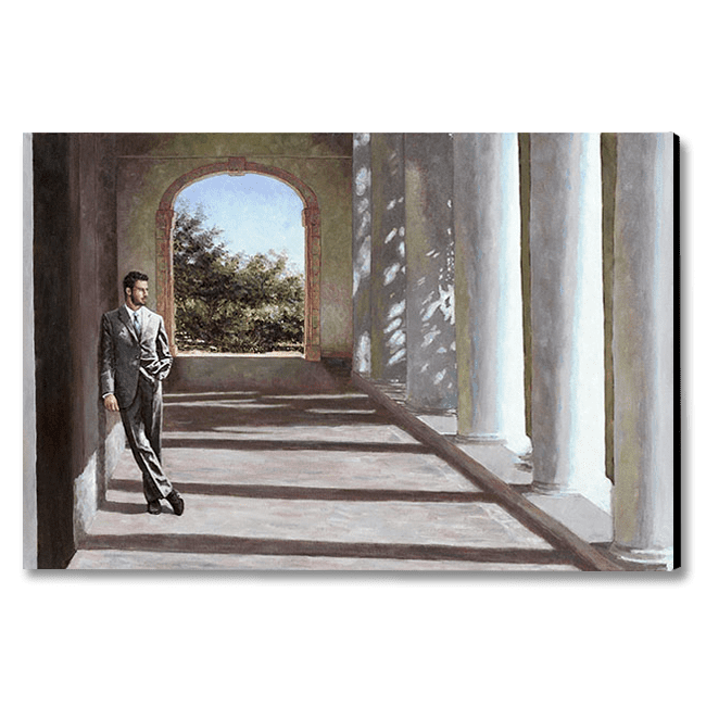 Figurative oil painting Man Under Arch title Solitude by Theo Michael