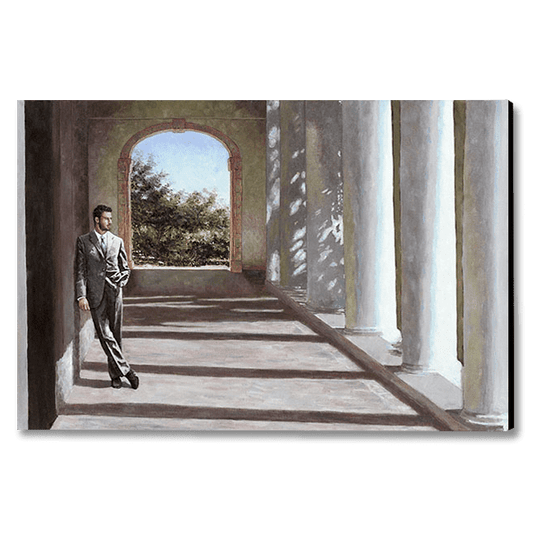 Figurative oil painting Man Under Arch title Solitude by Theo Michael
