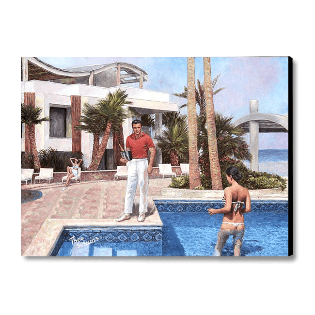 Canvas print the Swimming Pool, Radisson Beach Hotel Larnaca, an oil painting by Theo Michael