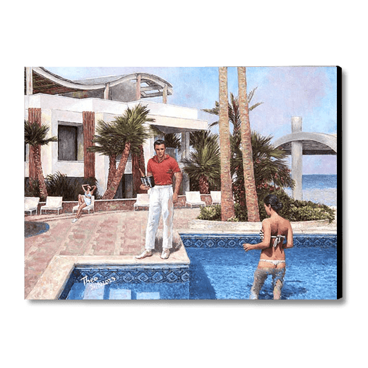 Canvas print the Swimming Pool, Radisson Beach Hotel Larnaca, an oil painting by Theo Michael
