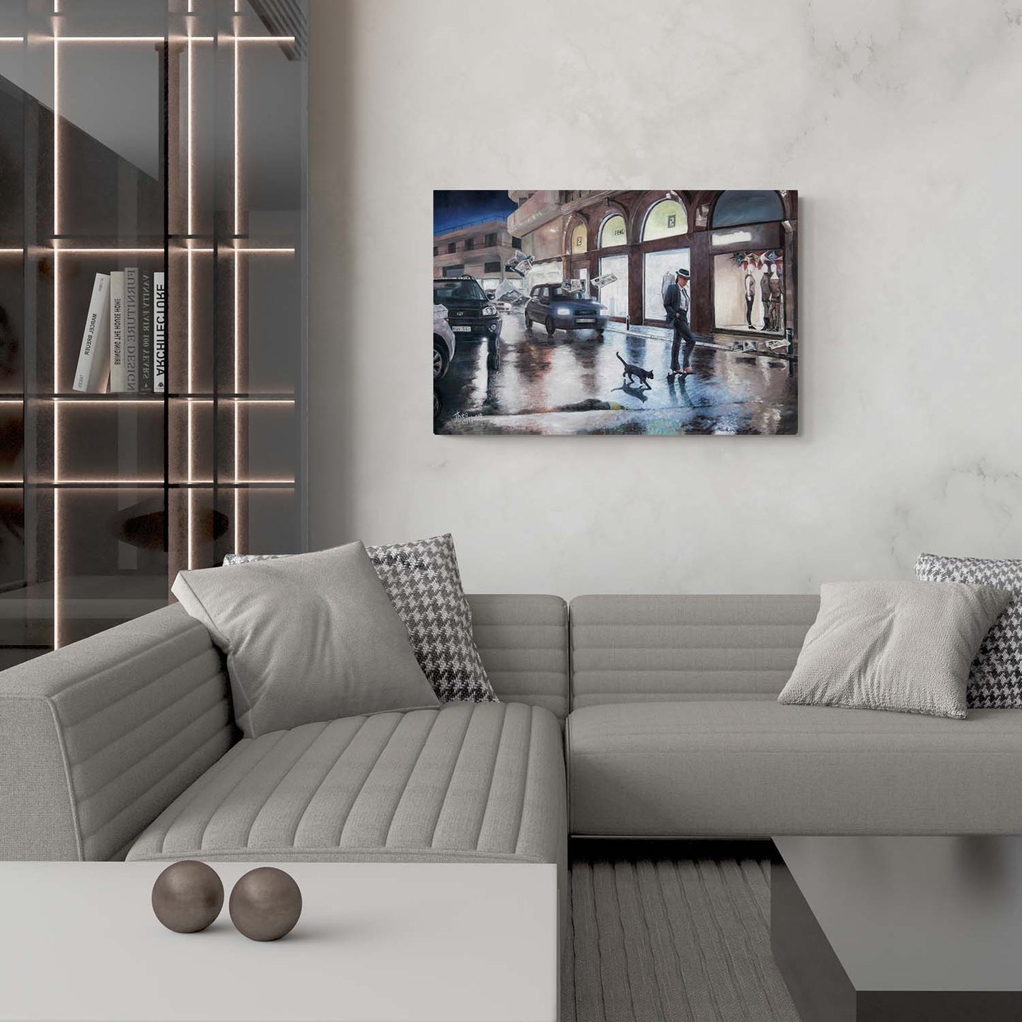 Art Noir Canvas Painting by Theo Michael, Blowing In The Wind