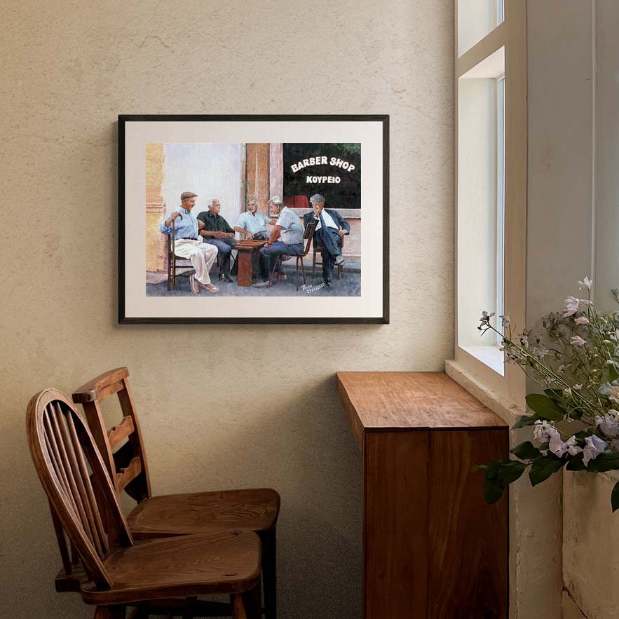 Nostalgic painting of backgammon players. Let Your Walls Speak with Art by Theo Michael: Fine Art Prints for an Inspiring Décor