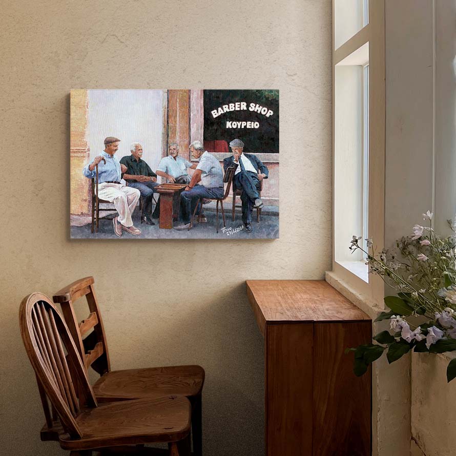 Nostalgic painting of backgammon players. Let Your Walls Speak with Art by Theo Michael: Canvas Art for an Inspiring Décor