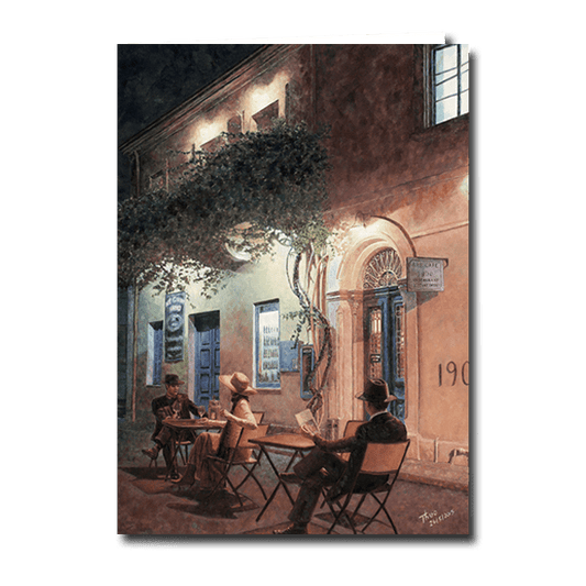 Designer Greeting Card after the oil painting Cafe At Night by Theo Michael