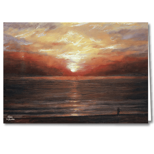 Designer Greeting Card after the oil painting Sunset by Theo Michael