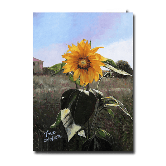 Greeting card The Sunflower after an original oil painting by Theo Michael