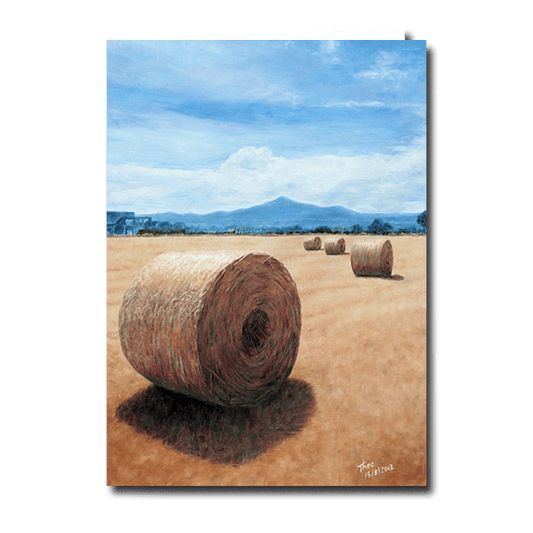Greeting card Haystacks after an original oil painting by Theo Michael