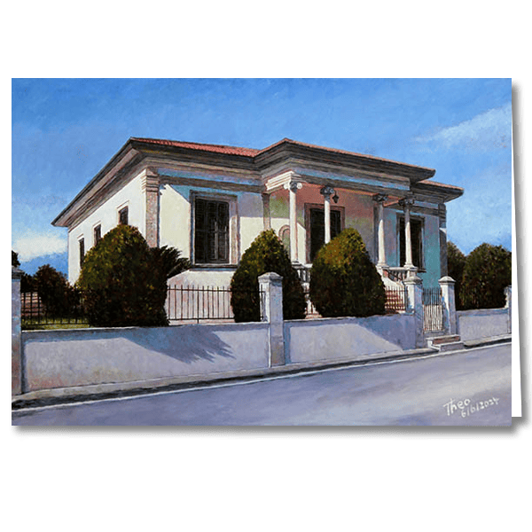Greeting card House In Summer Light after an original oil painting by Theo Michael