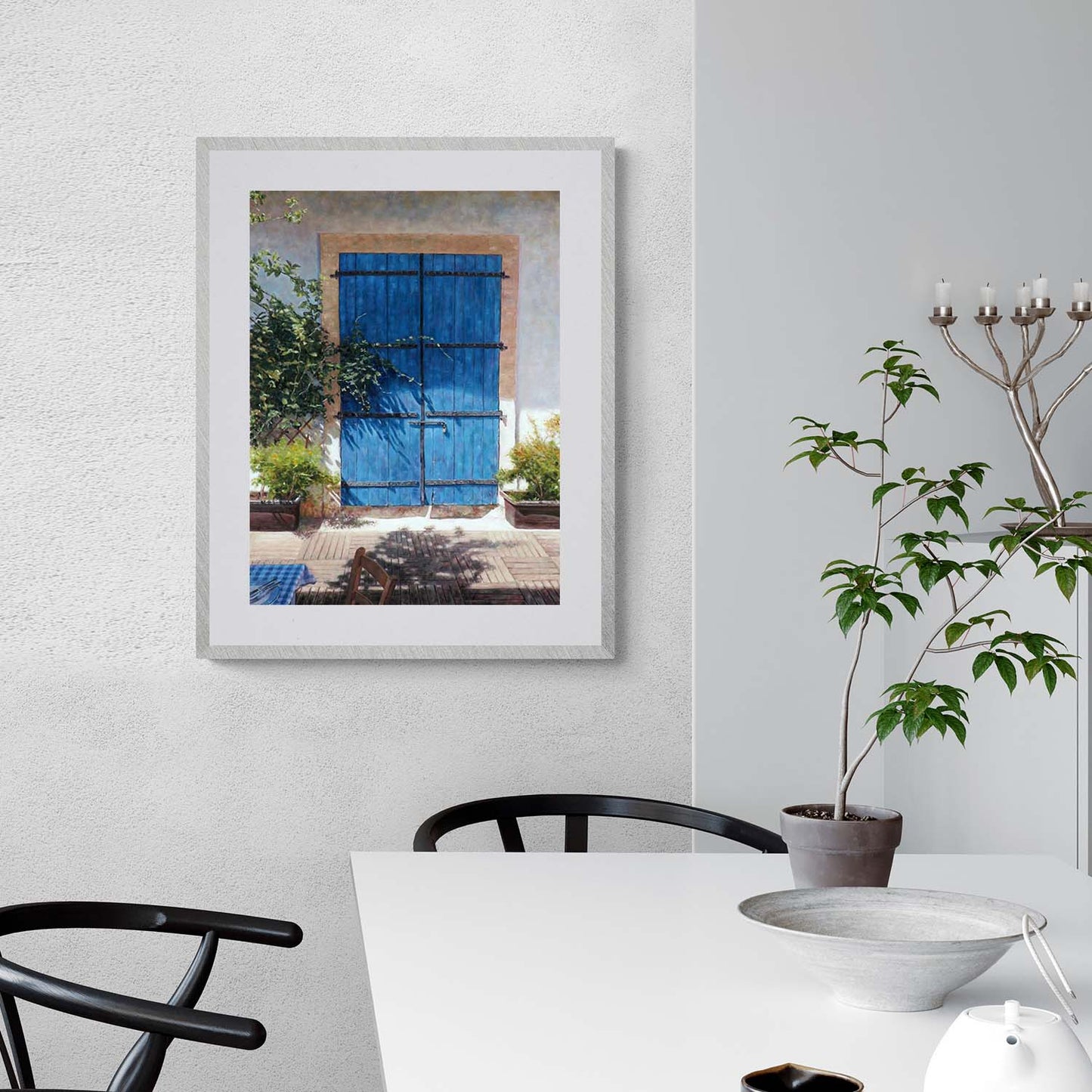 Blue door painting by Theo Michael titled Blue Door In Summer Light