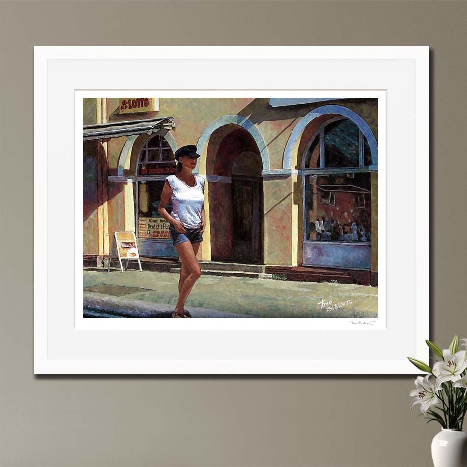 Edward Hopper style painting by Theo Michael titled Daydreamer
