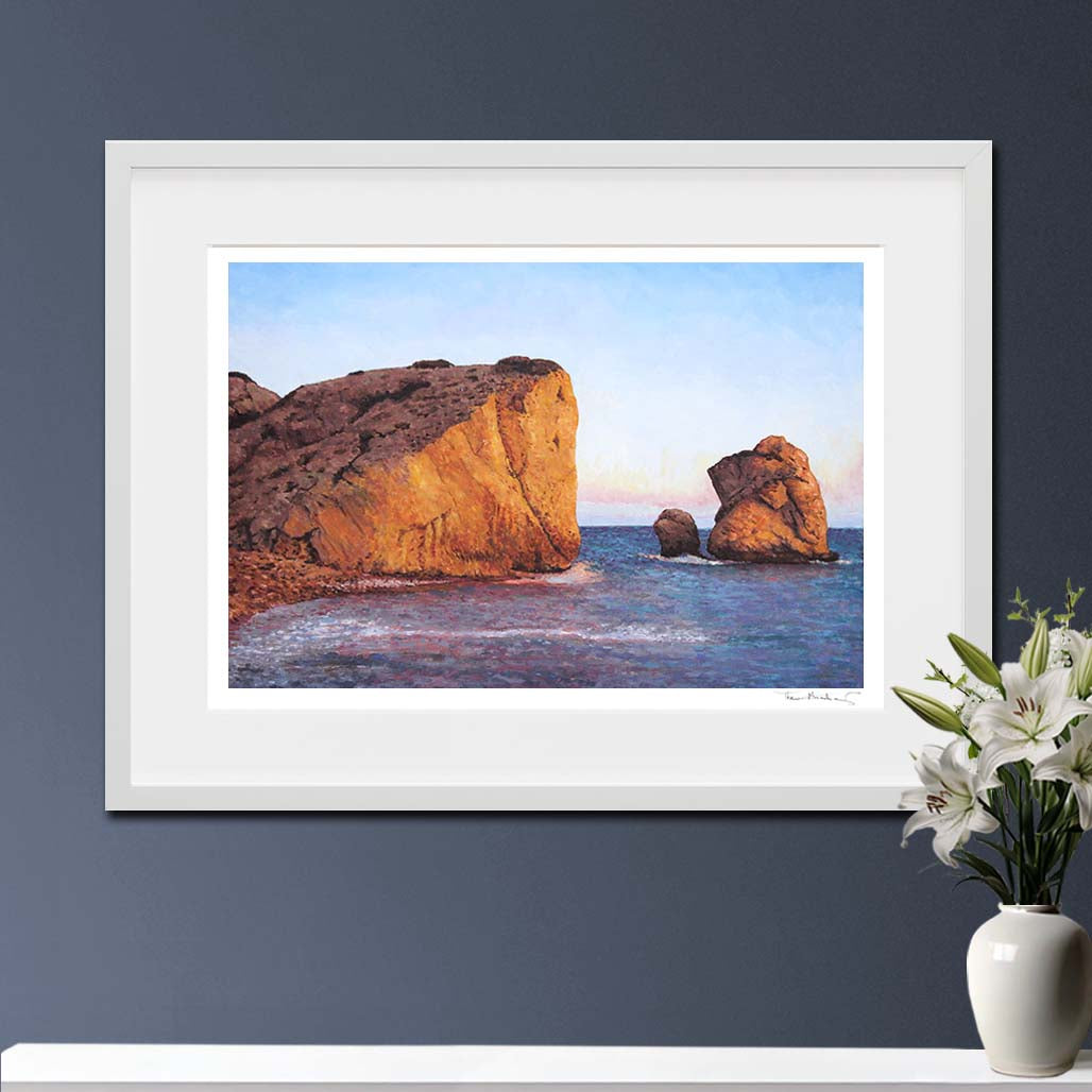 Fine Art Print of Petra Tou Romiou in Cyprus by Theo Michael. A stunning Rock formation which is known as the birth place of Aphrodite.