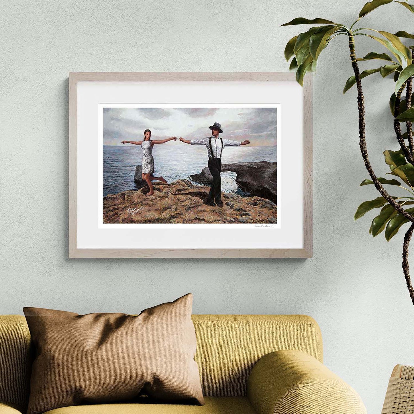 Art print Dance painting, beach painting by Theo Michael celebrating the Joy Of Dance at Cape Greko in Cyprus