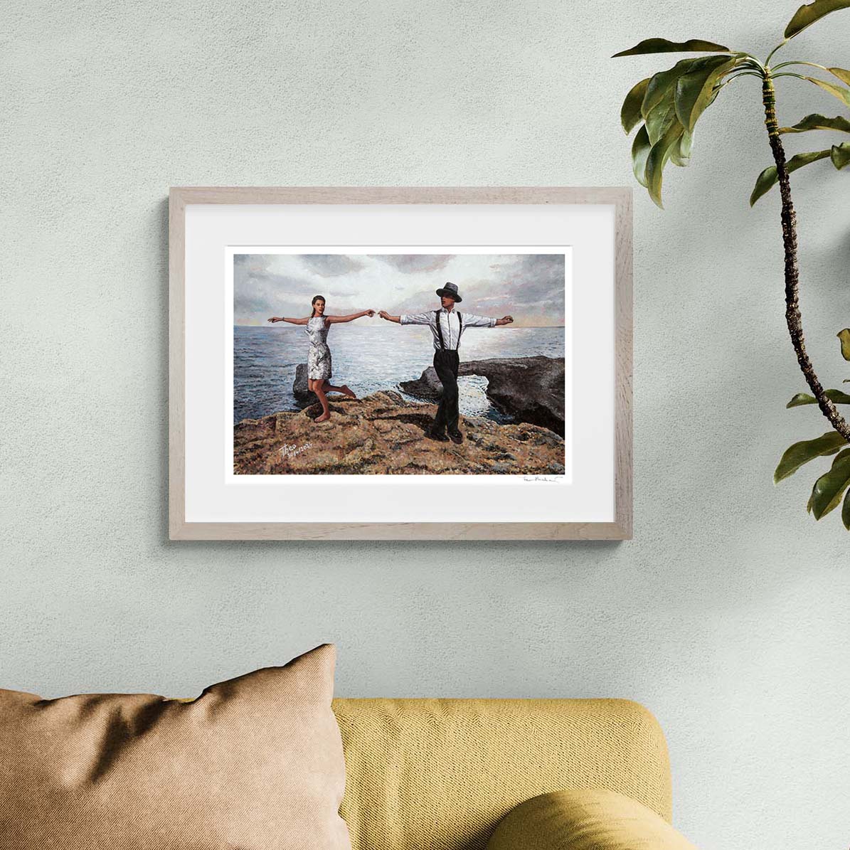 Fine Art print Dance painting, beach painting by Theo Michael celebrating the Joy Of Dance at Cape Greko in Cyprus