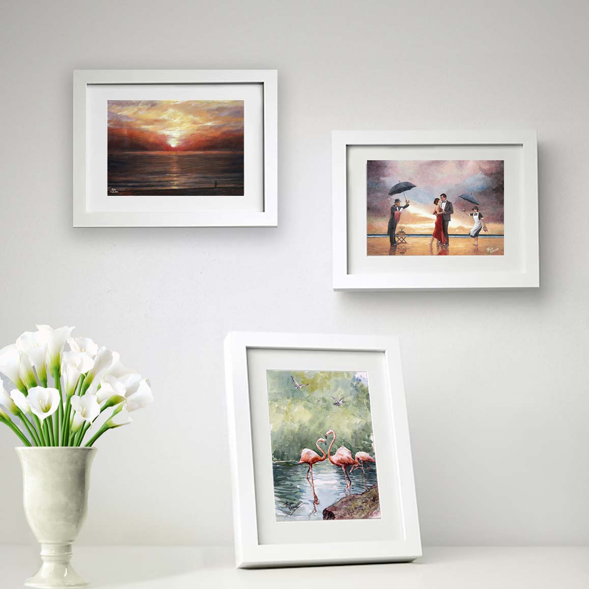 Unique Art design Greeting cards featuring flamingos and many other Cypriot designs after originals paintings by Theo Michael