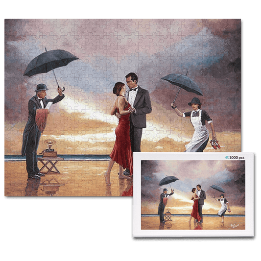 jigsaw puzzle, an art design puzzle after the oil painting Homage To The Singing Butler by Theo Michael, includes box