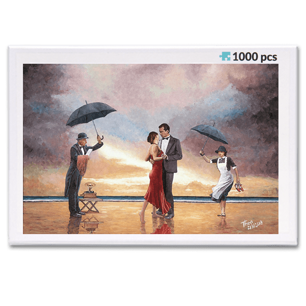 jigsaw puzzle, an art design puzzle after the oil painting Homage To The Singing Butler by Theo Michael, includes box