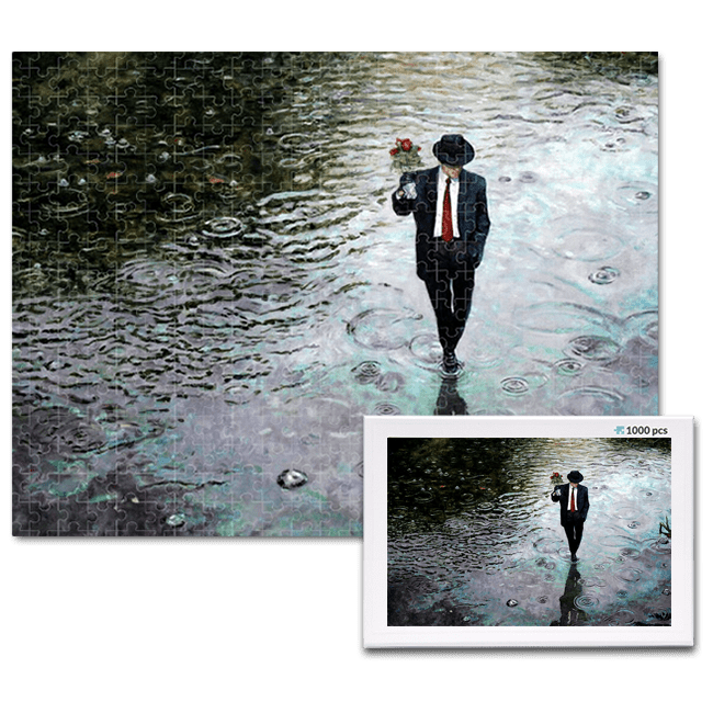 jigsaw puzzle, an art design puzzle after the oil painting Romance Isn't Dead by Theo Michael, includes box