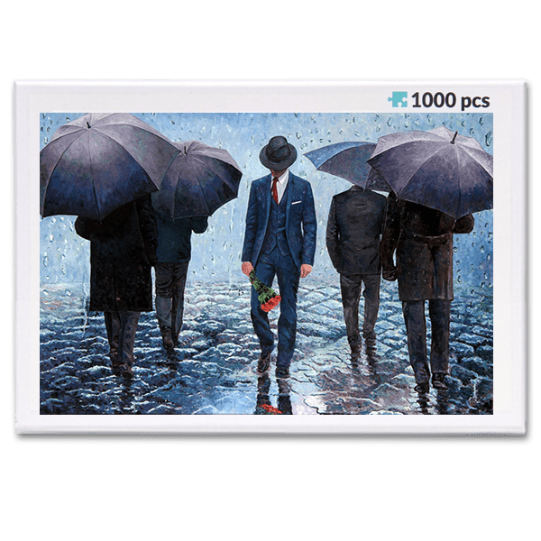 jigsaw puzzle, an art design puzzle after the oil painting The Long Goodbye by Theo Michael, includes box