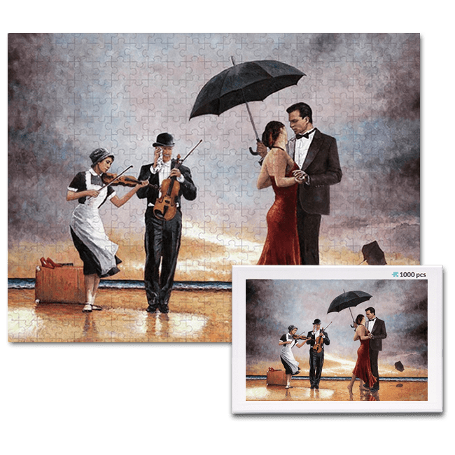 jigsaw puzzle, an art design puzzle after the oil painting Tribute To The Singing Butler by Theo Michael, includes box