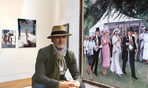 Oil painting A Day At Ascot Races by Theo Michael