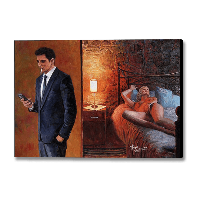 oil painting, Be Naked When I Get Home by Theo Michael
