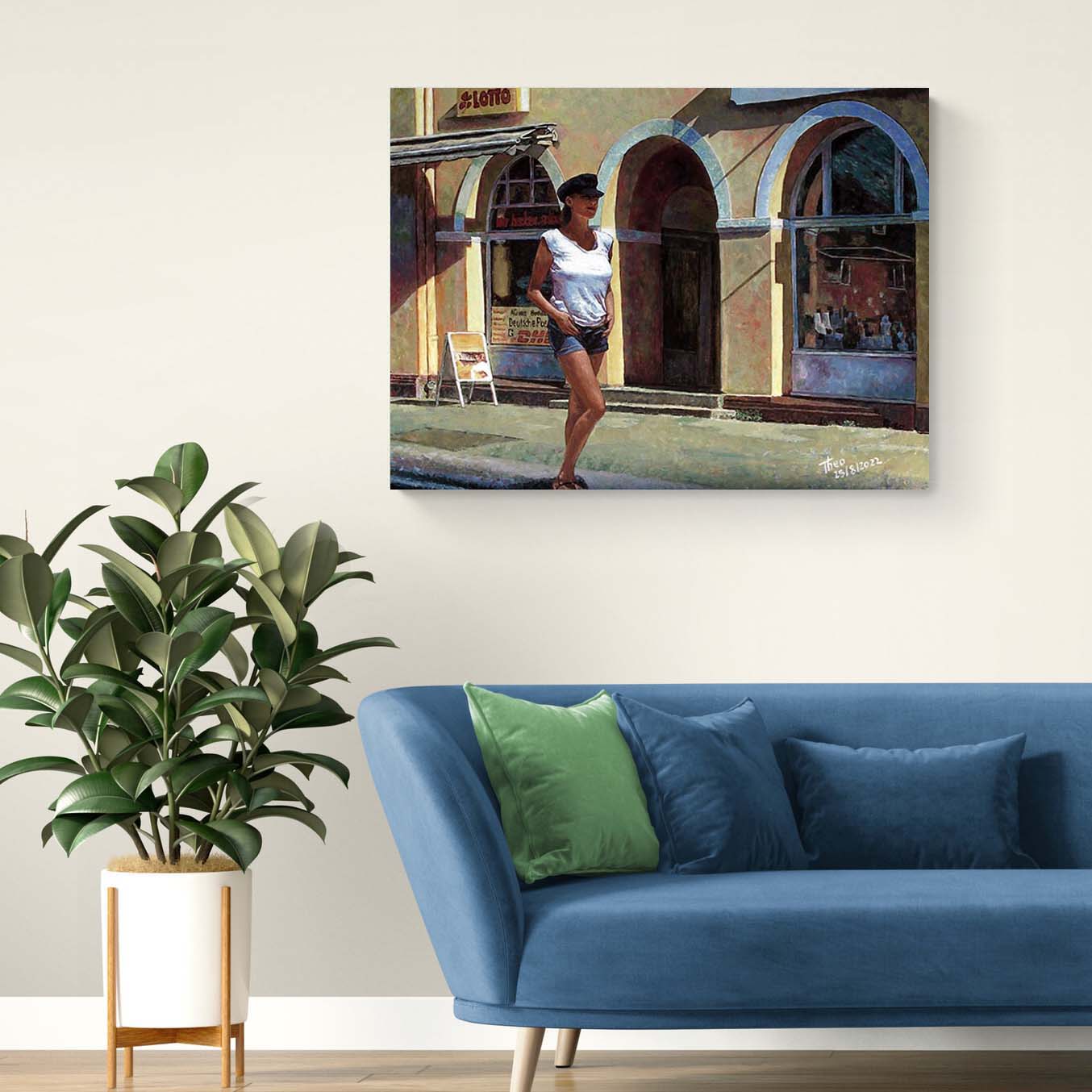 Edward Hopper style painting by Theo Michael titled Daydreamer