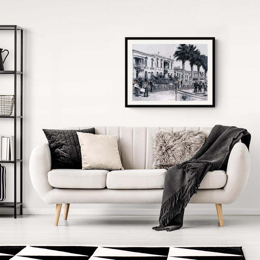 nostalgic larnaca seafront painting by Theo Michael