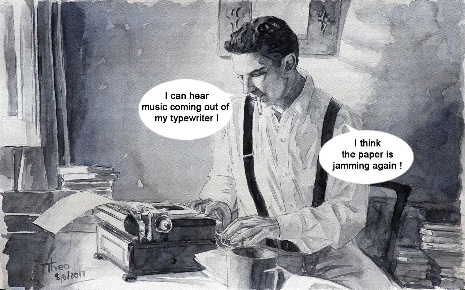 original paintings combined with completely unoriginal jokes by Theo Michael. The Friday Funny.