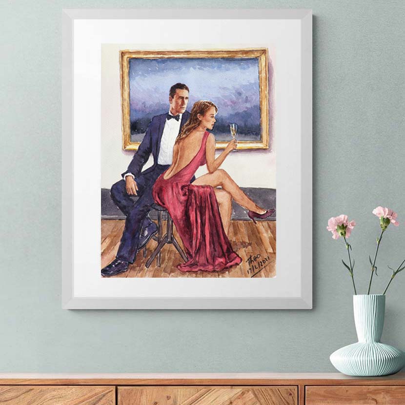 watercolour painting The Art Collector by Theo Michael