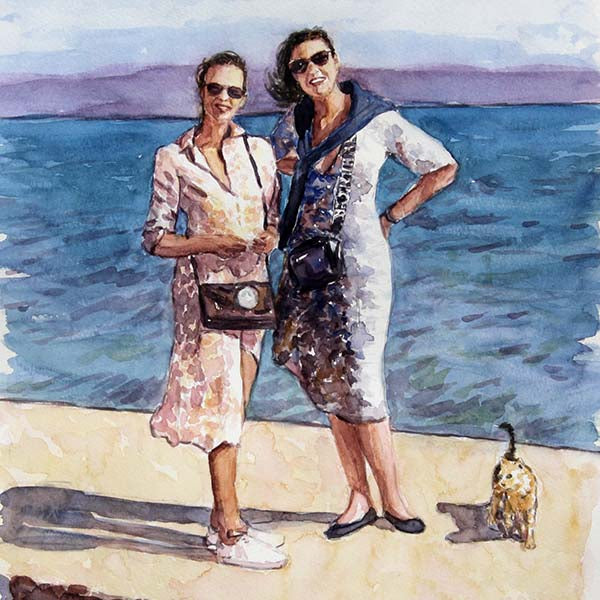 watercolour painting The Sunday Stroll by Theo Michael.