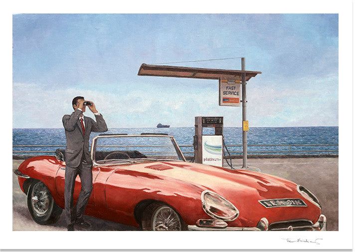 Art Noir Fine Art Print by Theo Michael, E-Type by the sea