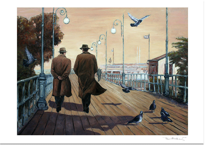 Art Noir Fine Art Print by Theo Michael, Marina Boardwalk Larnaca Cyprus