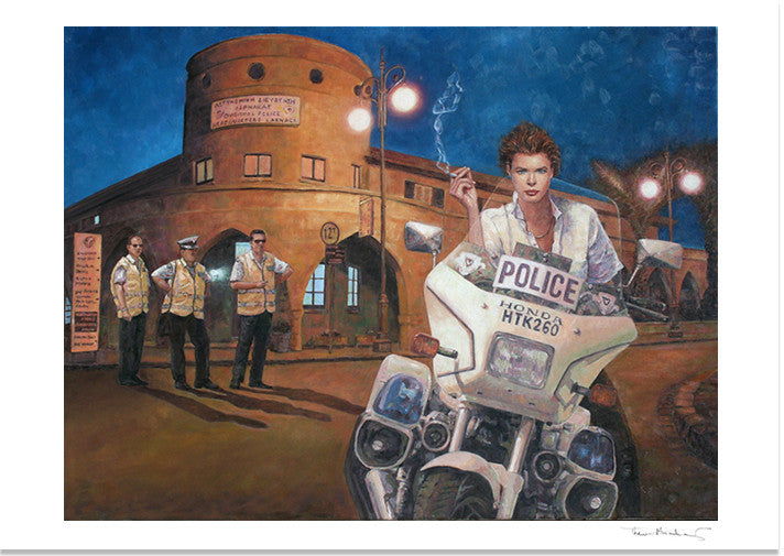Art Noir Fine Art Print by Theo Michael, Police Station In Larnaca