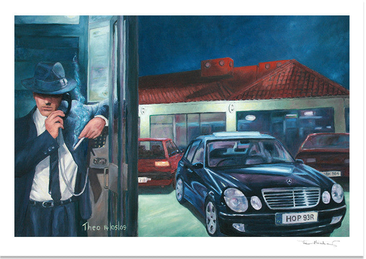 Art Noir Fine Art Print by Theo Michael, Night Owl inspired by Edward Hopper's Nighthawks