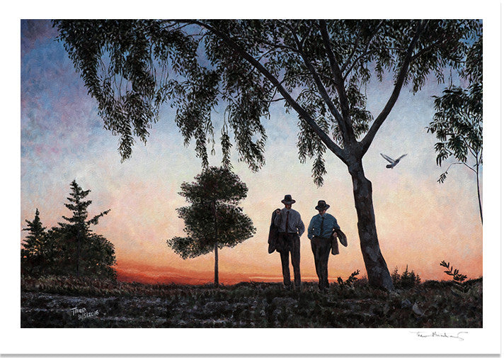 Art Noir Fine Art Print by Theo Michael, Evening Stroll ant sunset