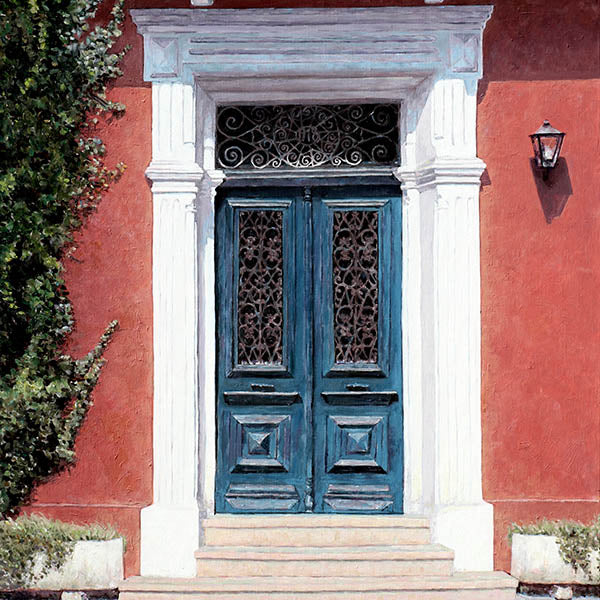 Mediterranean Blue Door painting by Theo Michael in Larnaca